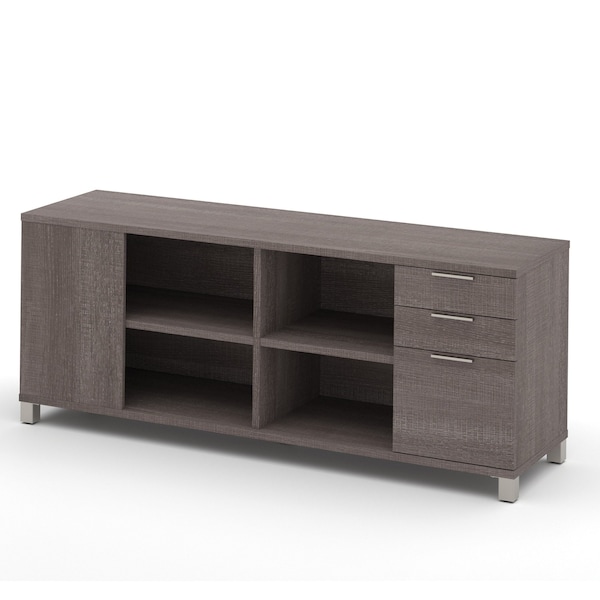 Pro-Linea 72W Credenza with 3 Drawers, Bark Grey